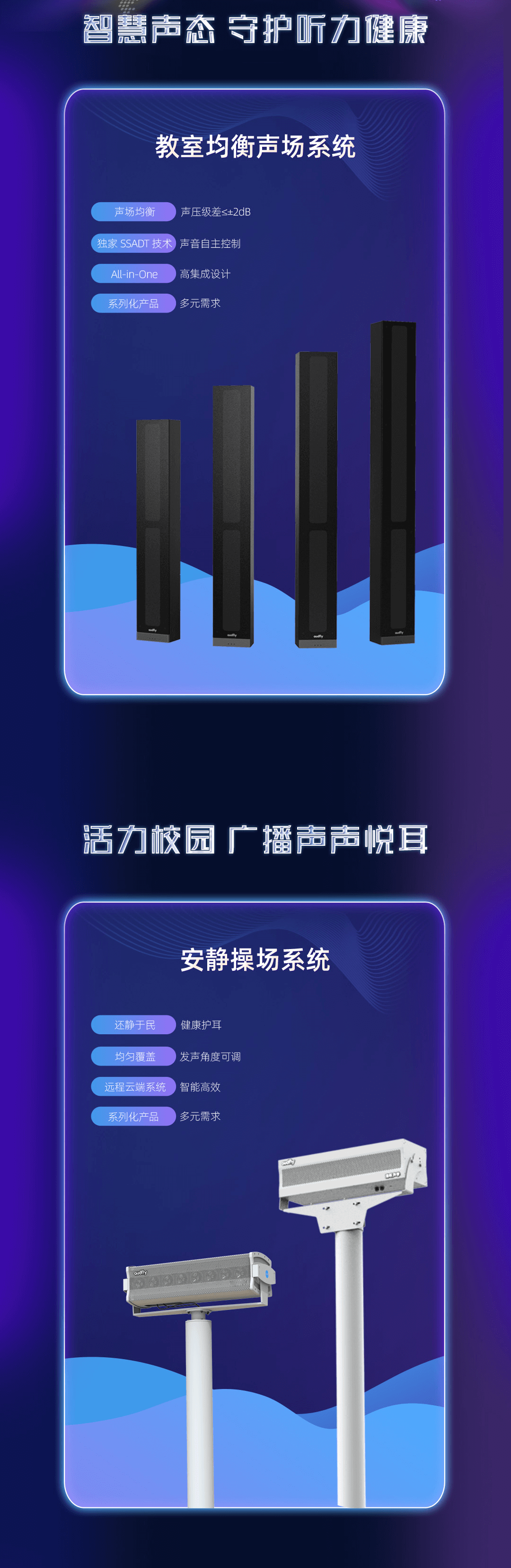 操場定向音箱，教室音響均衡擴聲