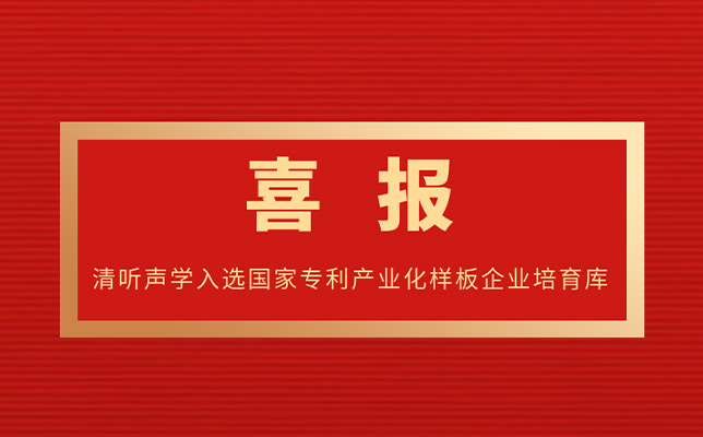 清聽聲學入選國家專利產業化樣板企業培育庫 打造聲學創新“國家隊”